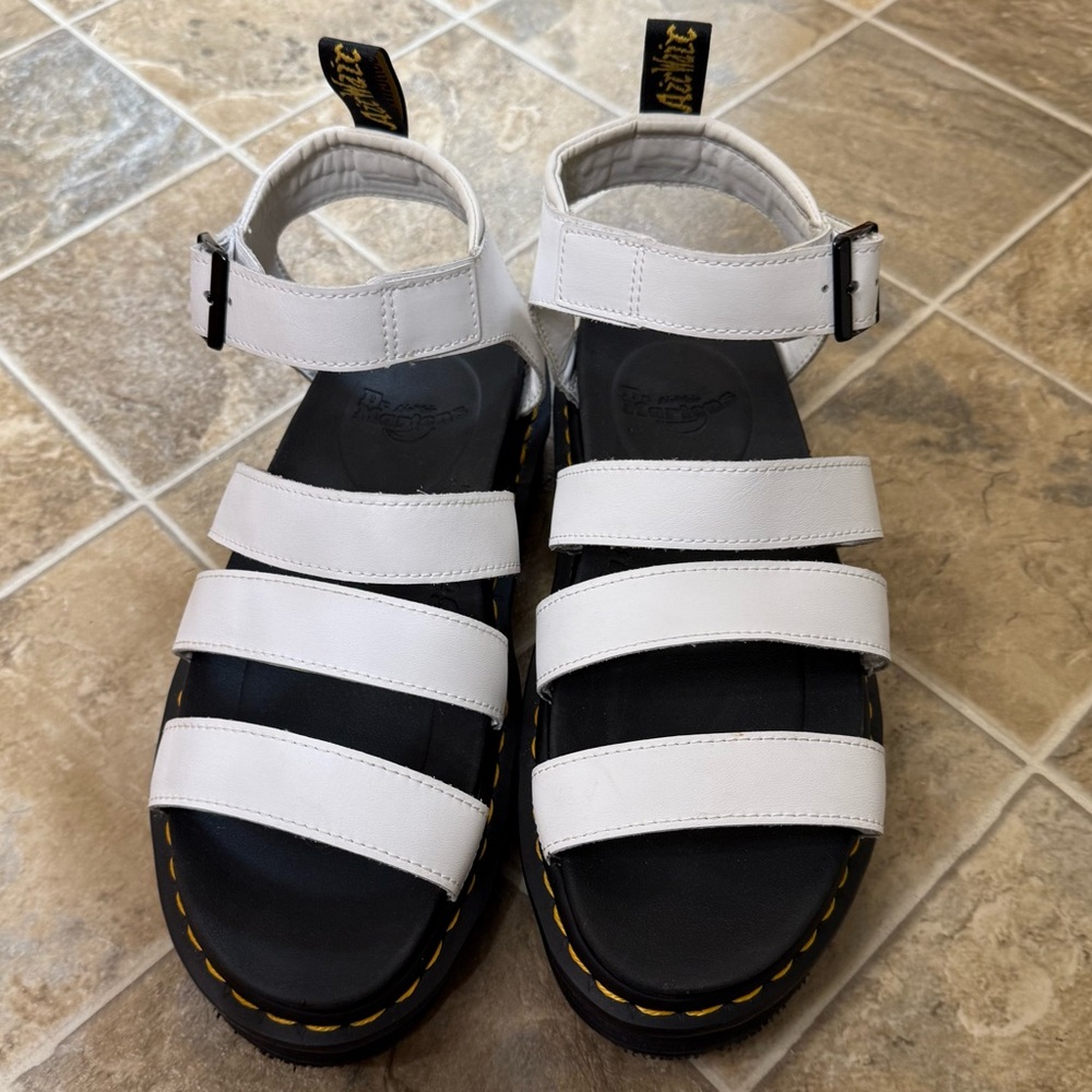 Dr. Martens White and Black Platform Strappy Sandals - Picture 3 of 13